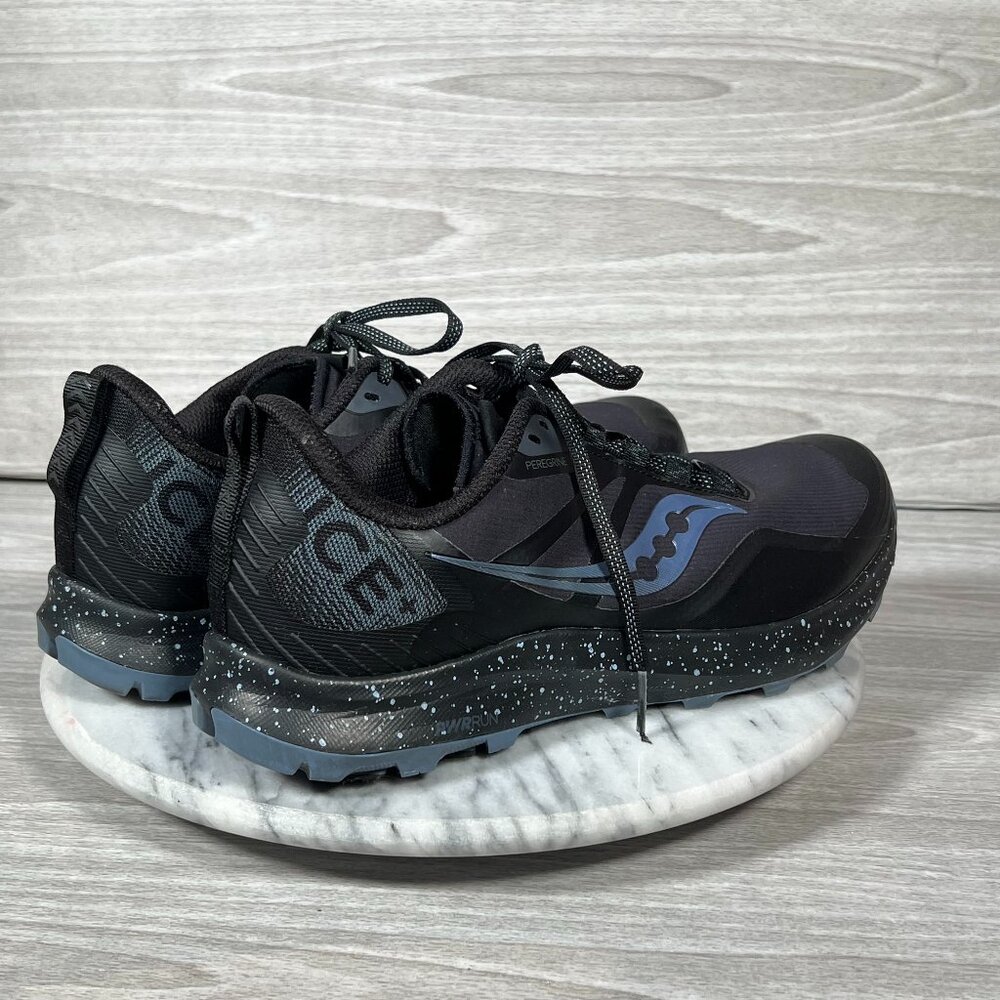 Saucony Peregrine 12 ICE+ 3 Womens 10 Running Shoes Black Blue Trail Outdoor - Picture 4 of 15